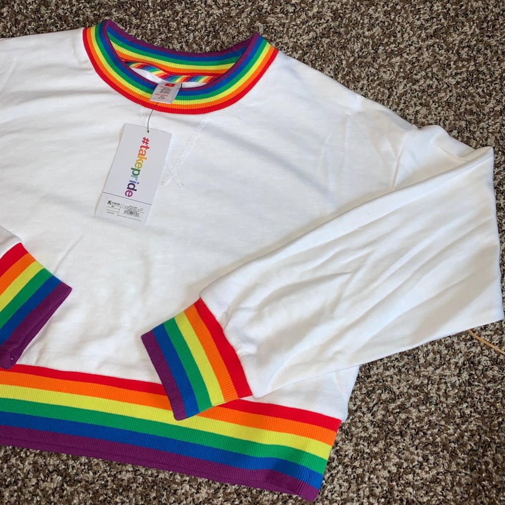 Pride Rainbow Striped Cropped Sweatshirt